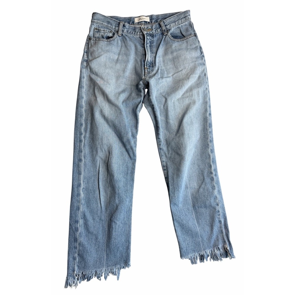 Mila Owen Denim Jeans Women 28x24 Cropped Raw Hem Straight Leg Light Wash